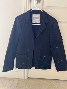 Zadig & Voltaire Black Military-Inspired Button Jacket